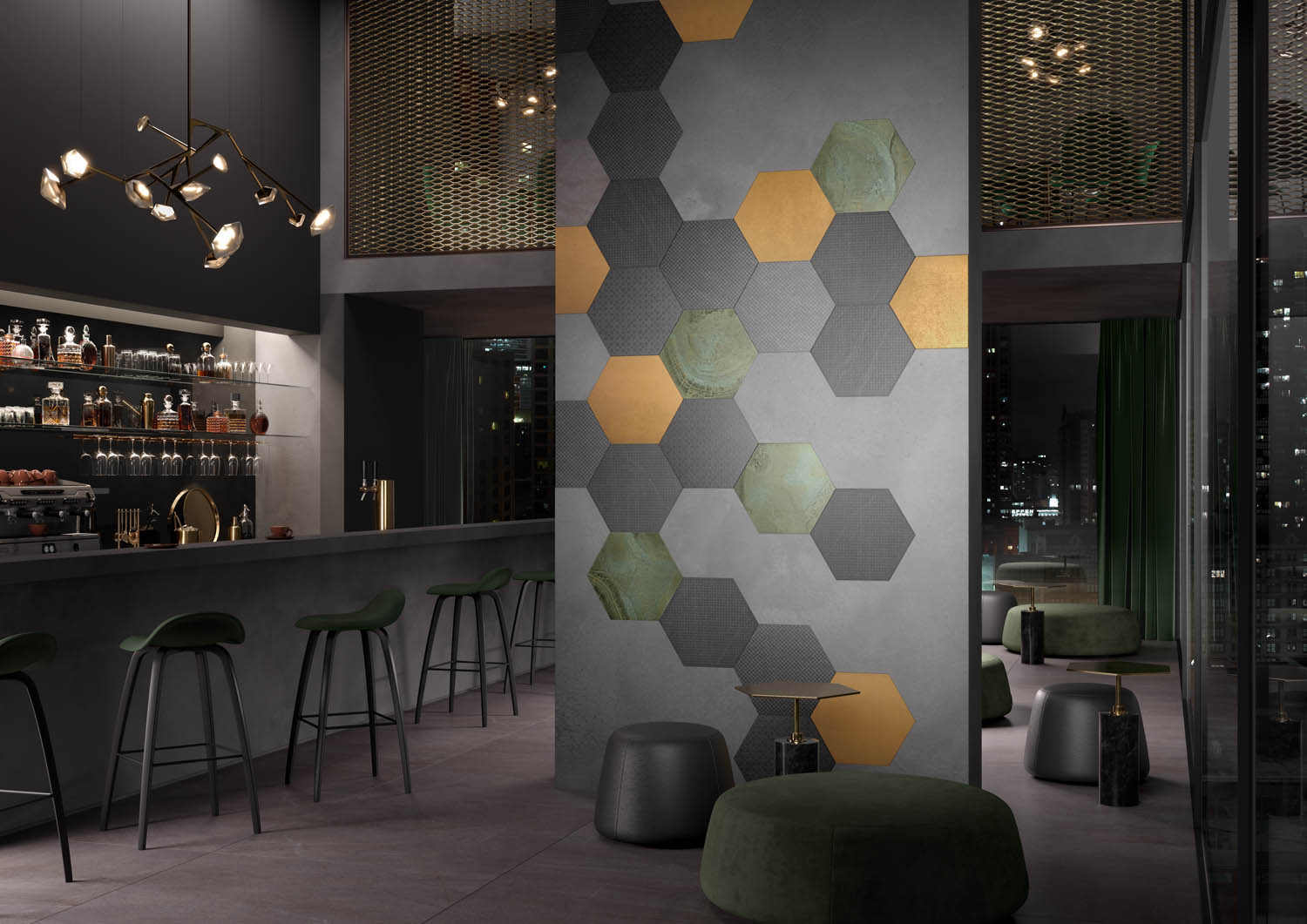 Eine CGI-Grafik mit einem Steuler-Rahmen in einer Bar