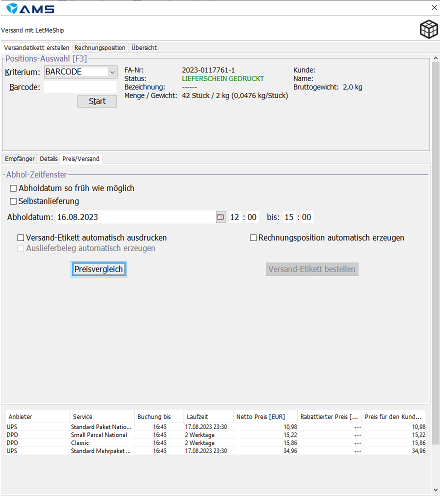Customer Story TTC - Auswahl des Transportunternehmens mit LetMeShip