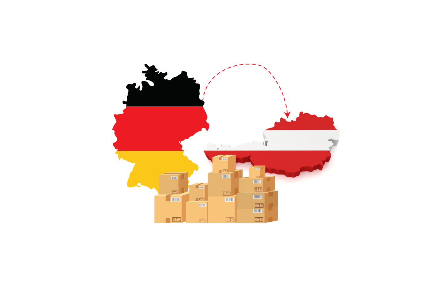 Grafik, die den Versand von Deutschland nach Österreich darstellt