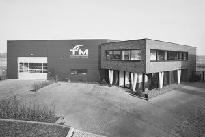 Company building, black and white photograph