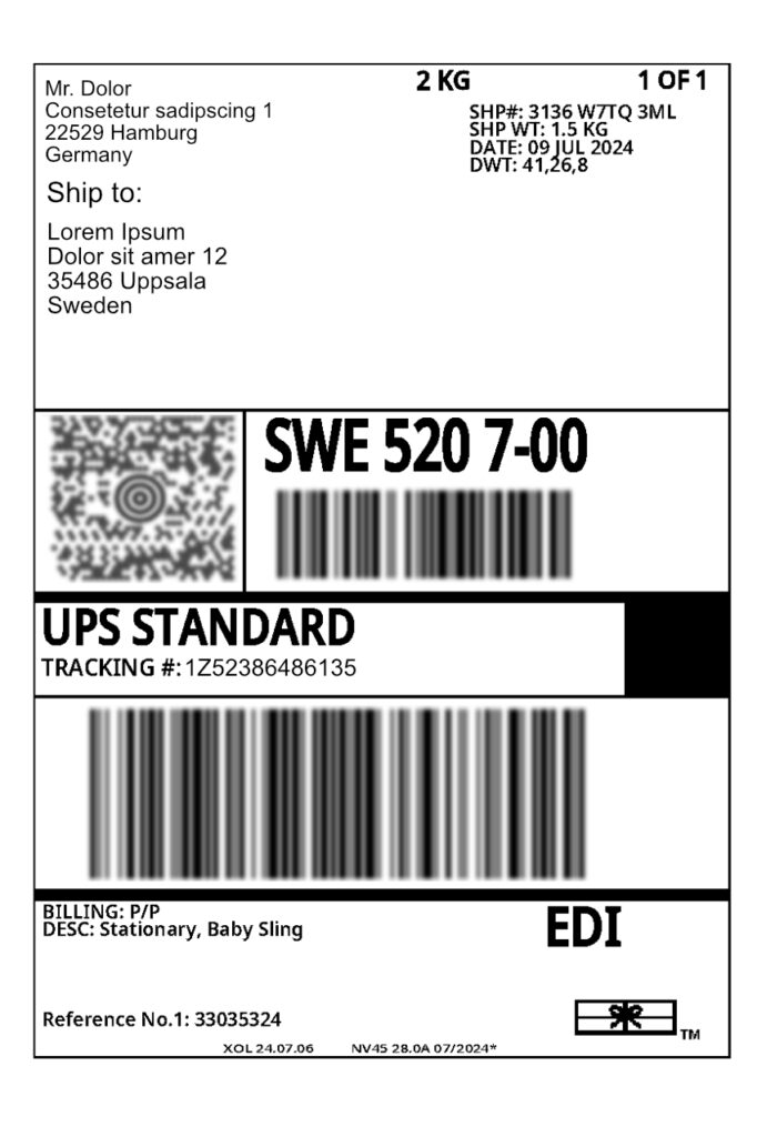 Beispiel für ein Versandlabel.