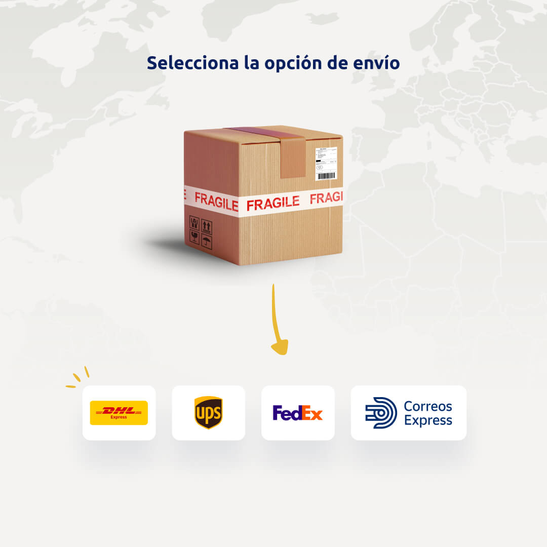 Reserva el envío en 5 pasos - Paso 2: Selecciona la opción de envío. La imagen muestra los precios y los transportistas.