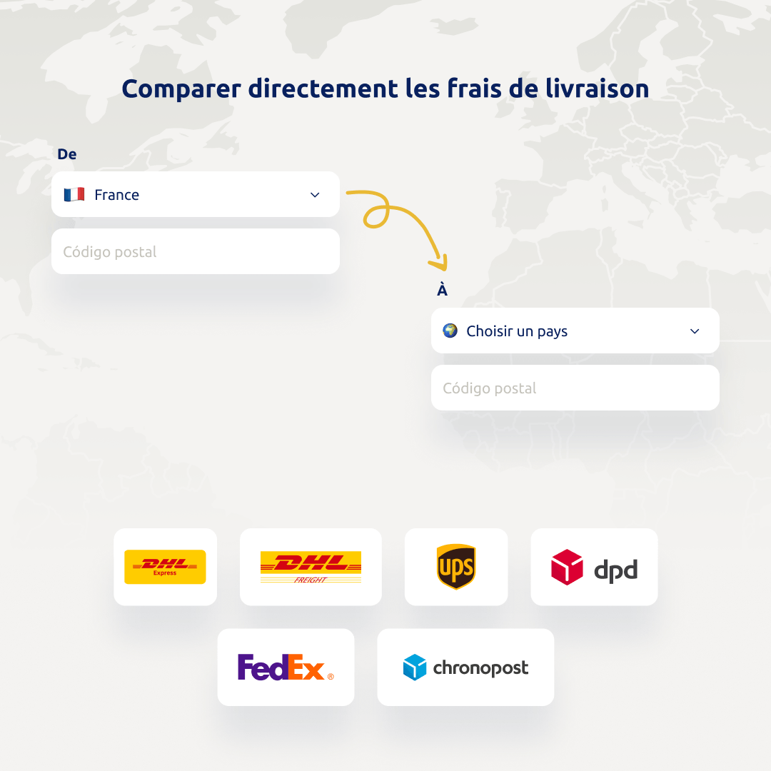 Formulaire de réservation du calculateur de frais de port. Comparez facilement les tarifs des transporteurs et réservez en quelques clics.