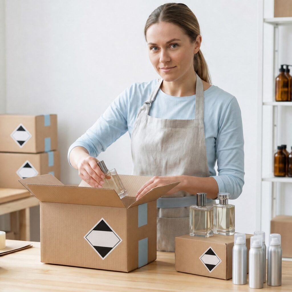 Expédiez des marchandises dangereuses telles que des parfums et des aérosols en quantités limitées (LQ) avec LetMeShip – réservé aux entreprises.