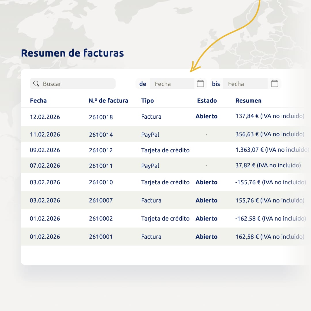 Captura de pantalla de un resumen de facturas.