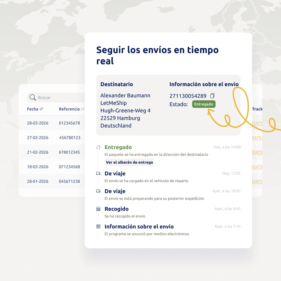Seguimiento de envíos de todos los transportistas en tiempo real.